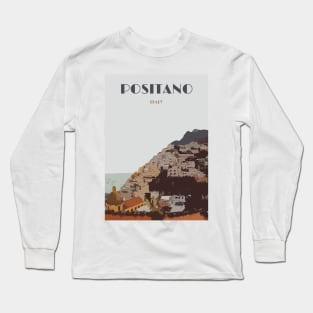 Positano Travel Poster Print Long Sleeve T-Shirt